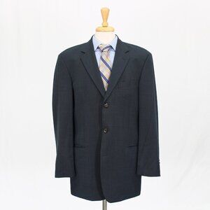 Hugo Boss 42L Blue Solid 3-Button Sport Coat Blazer Jacket V594